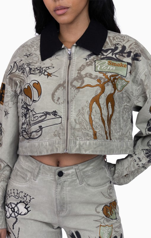 Embroidered Printed Pants (ONLY)