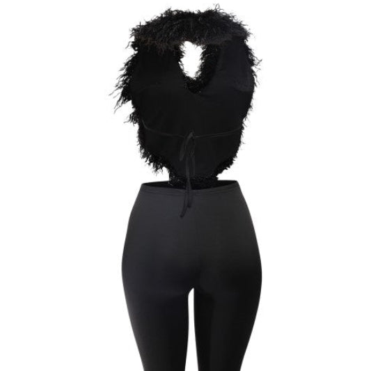 LENA'S FAUX FUR VEST BLK Vest only
