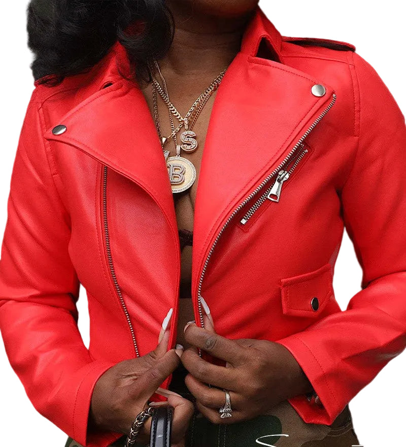 Biker Leather Crop Jacket