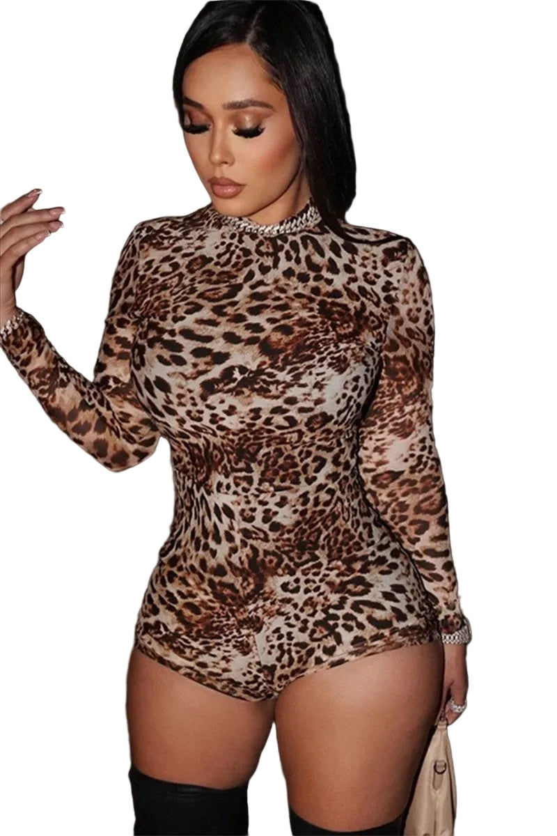 Leopard Print Fitted Romper