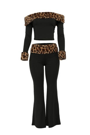 Leopard FurPants Set