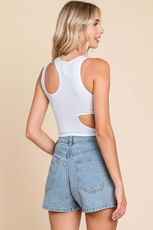 Crew Neck Cut Out Tank Top