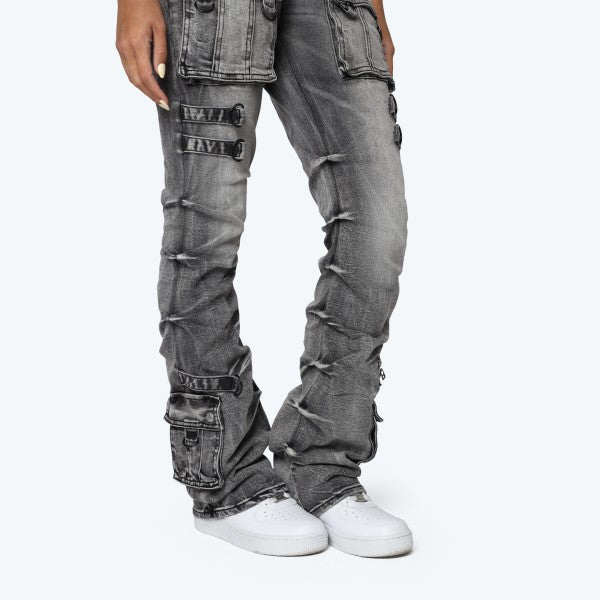 Bri Black-Wash Stacked Jeans