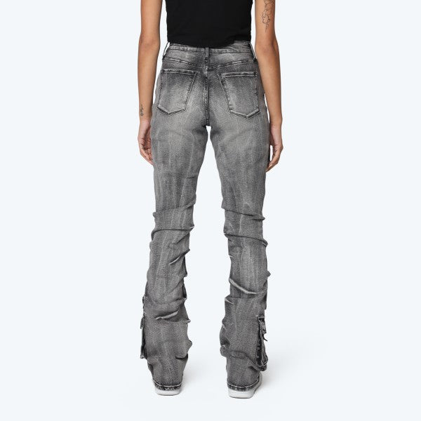 Bri Black-Wash Stacked Jeans