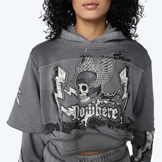 Angel Skully Cropped Hoodie