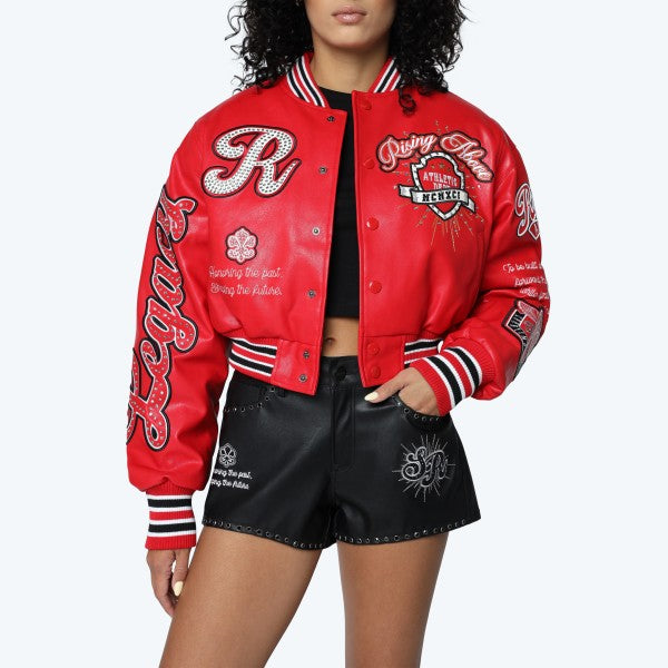 Carena PU Varsity Jacket