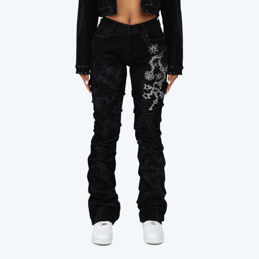 Leia Rhinestone Stacked Jeans