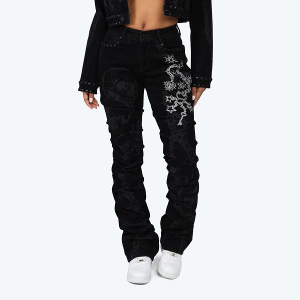 Leia Rhinestone Stacked Jeans