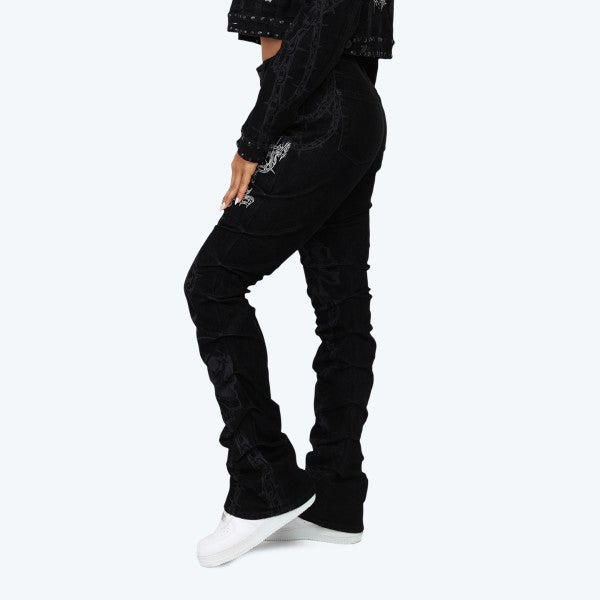 Leia Rhinestone Stacked Jeans