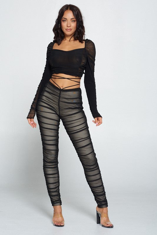 Kya Runched Mesh  Pants