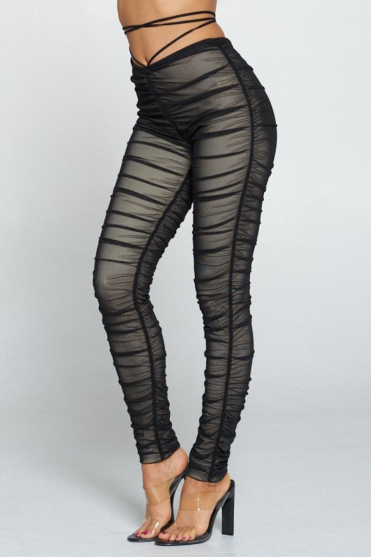 Kya Runched Mesh  Pants