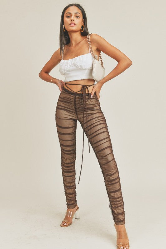 Kya Runched Mesh  Pants