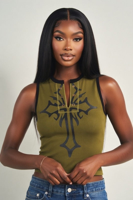 Cross V-Neck Crop