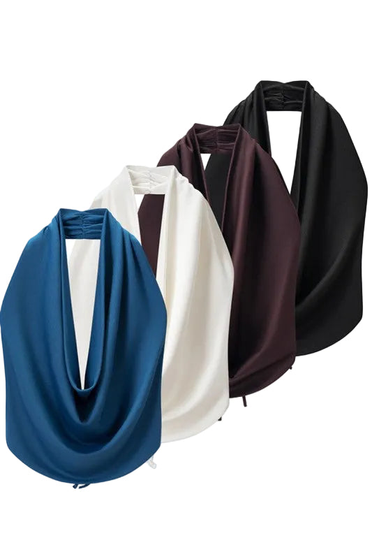 Cowl Neck Backless Halter Top