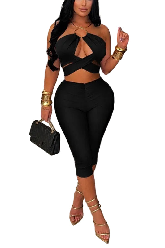 Ring Top & Capri Pants Set