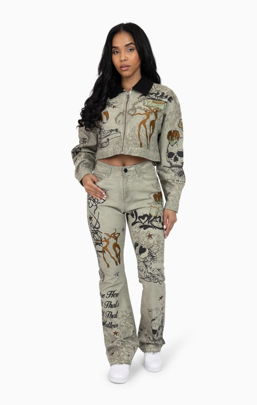 Embroidered Printed Jacket
