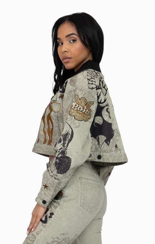 Embroidered Printed Jacket