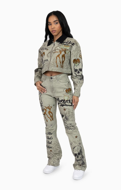 Embroidered Printed Jacket