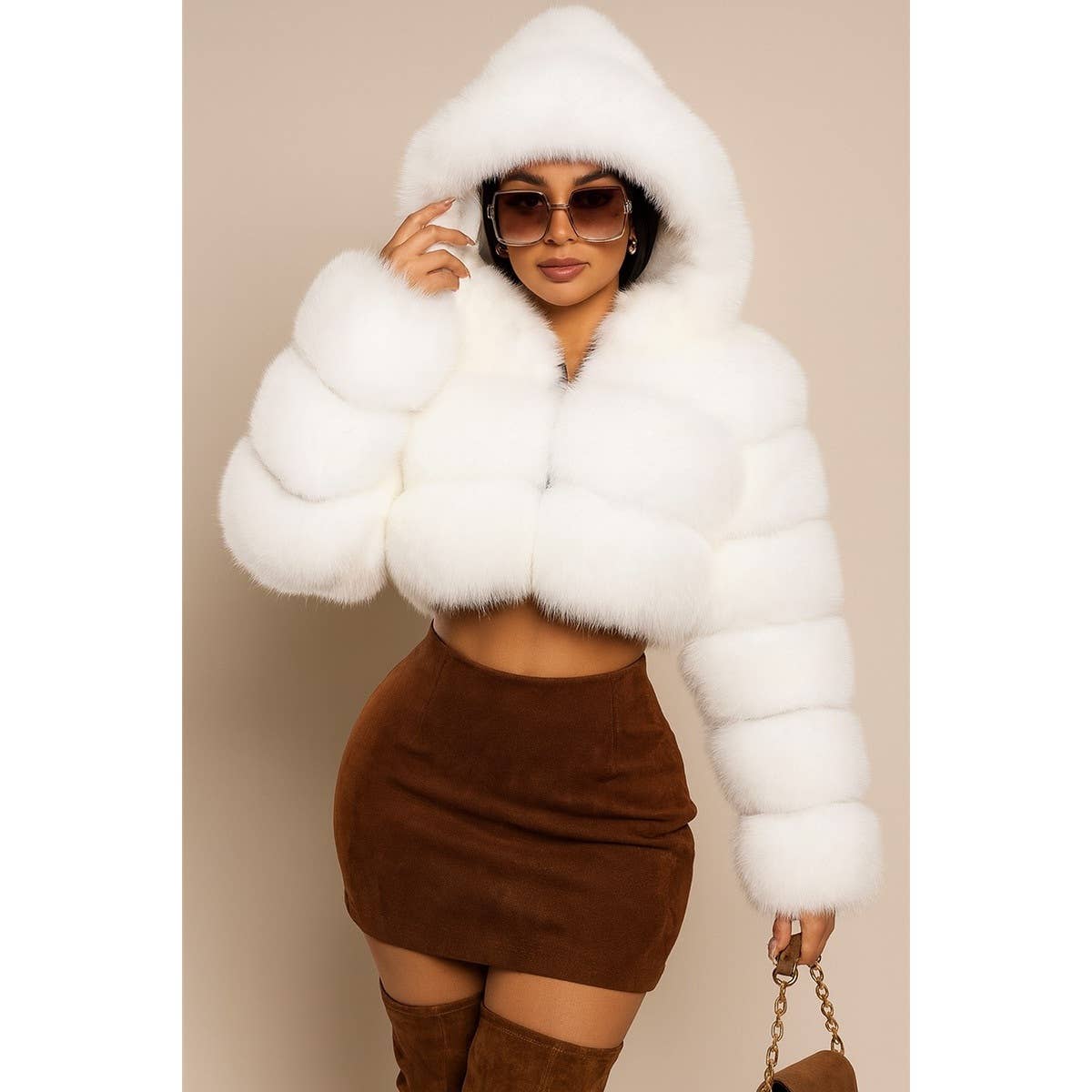 Hooded Faux Fur Fluffy Coat