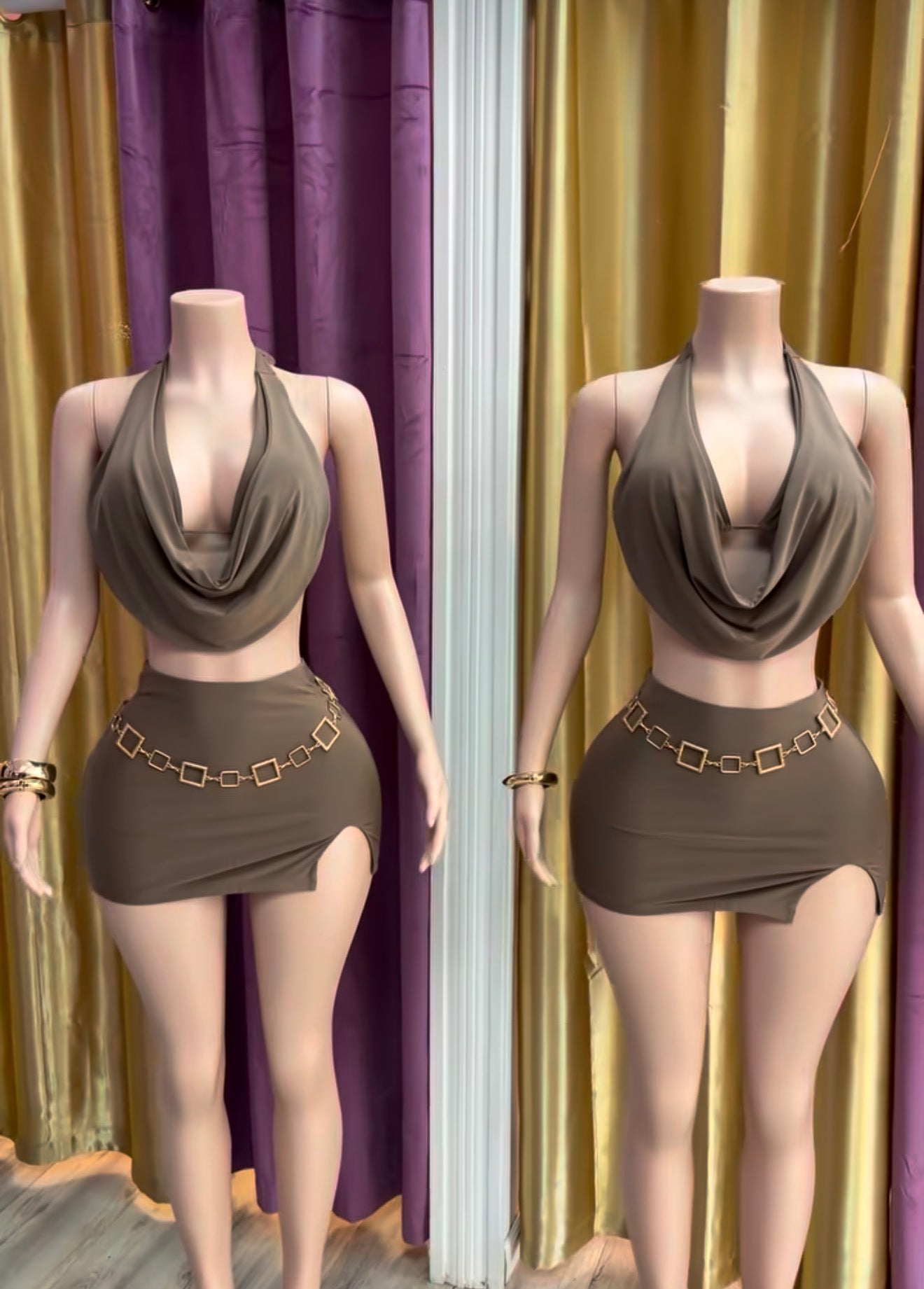 Mocha Mini Skirt Set