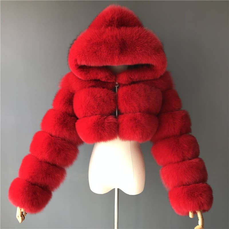 Hooded Faux Fur Fluffy Coat