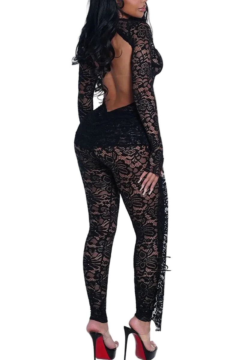 Autumn Lace Bodysuit & Ruched Leggings Set