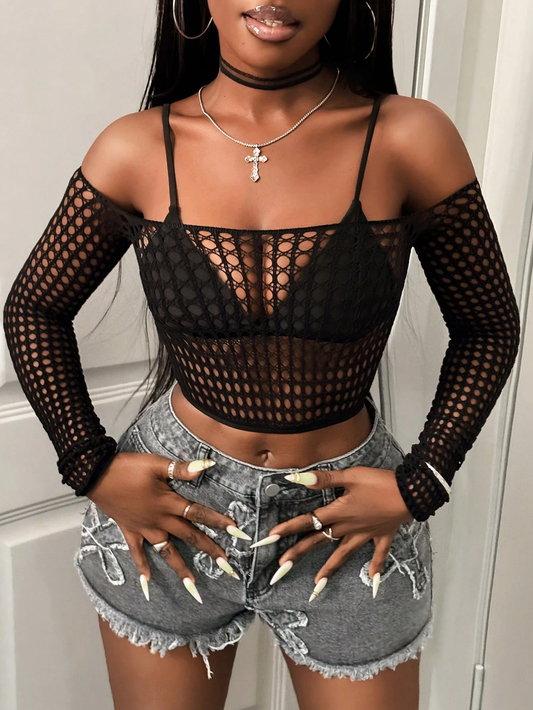 Cropped Fishnet Top