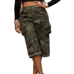 Rhinestone Camo Jorts