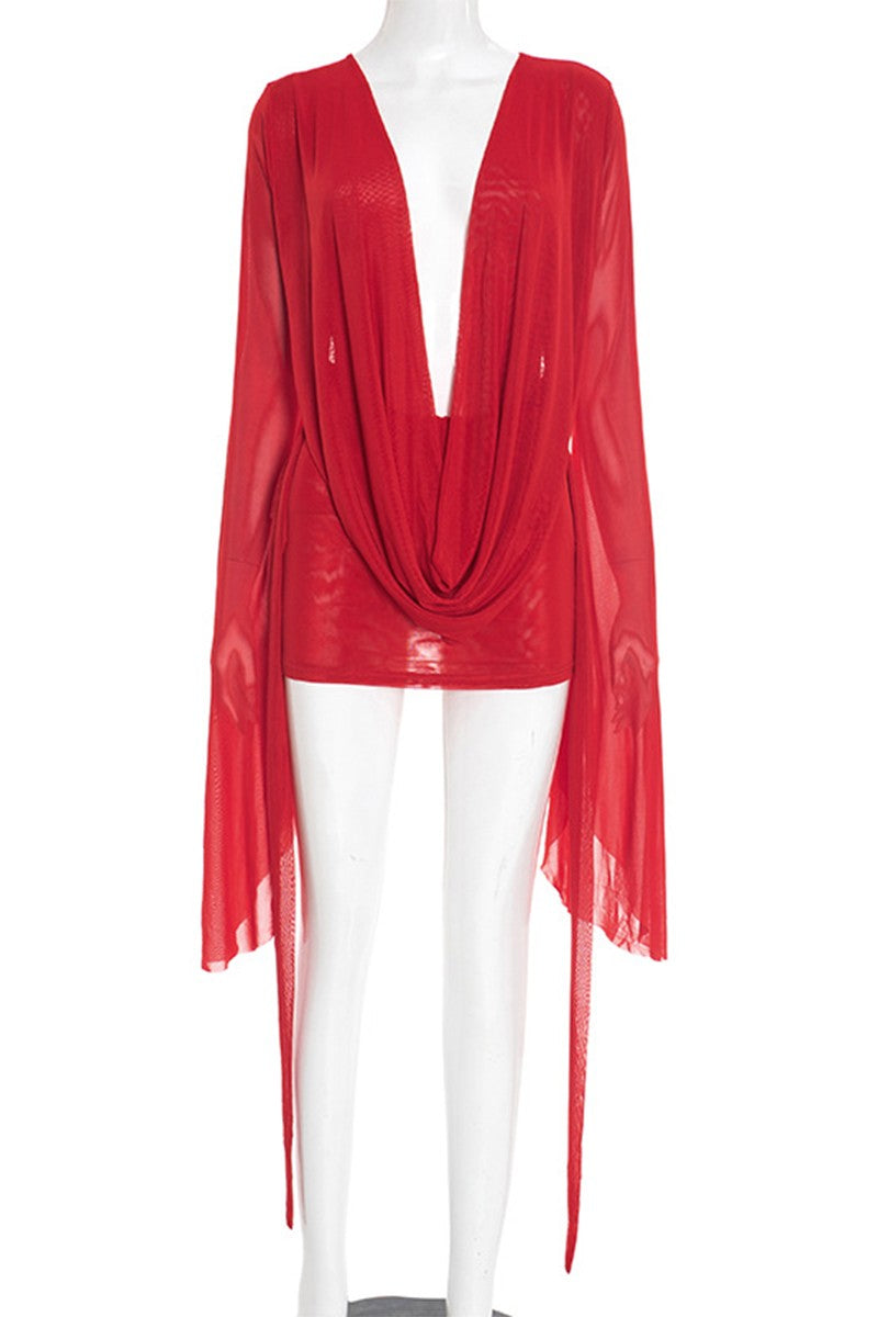 Autumn Cow Neck Dress Red