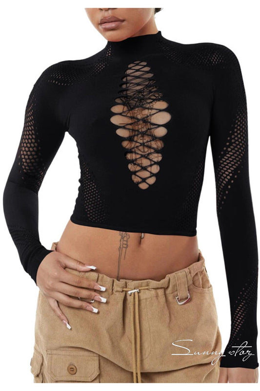 Touch Me Mesh Cropped Top