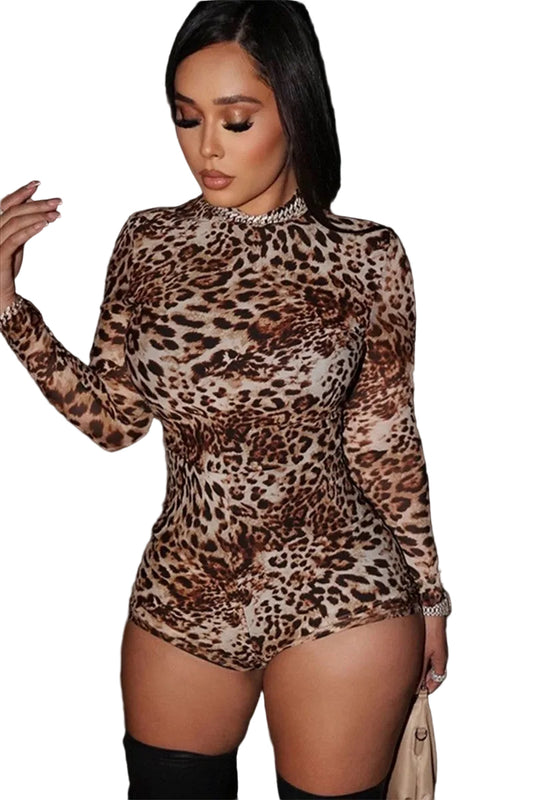Leopard Print Fitted Romper