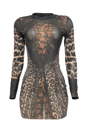 Leopard Mini Mesh Dress