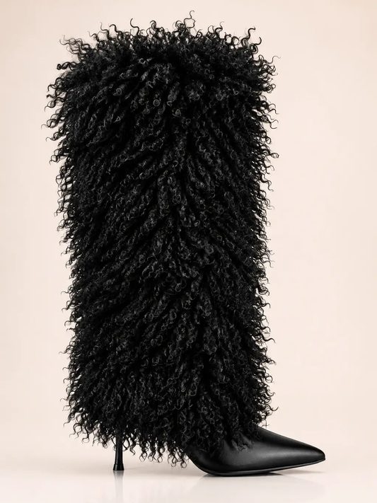Black Fur Heels