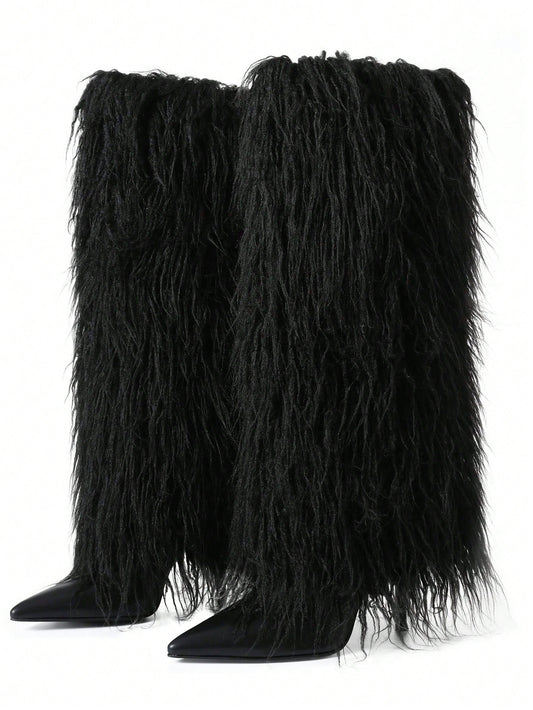Black Fur Heels