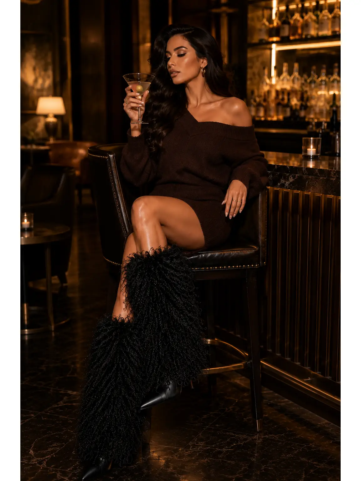 Black Fur Heels