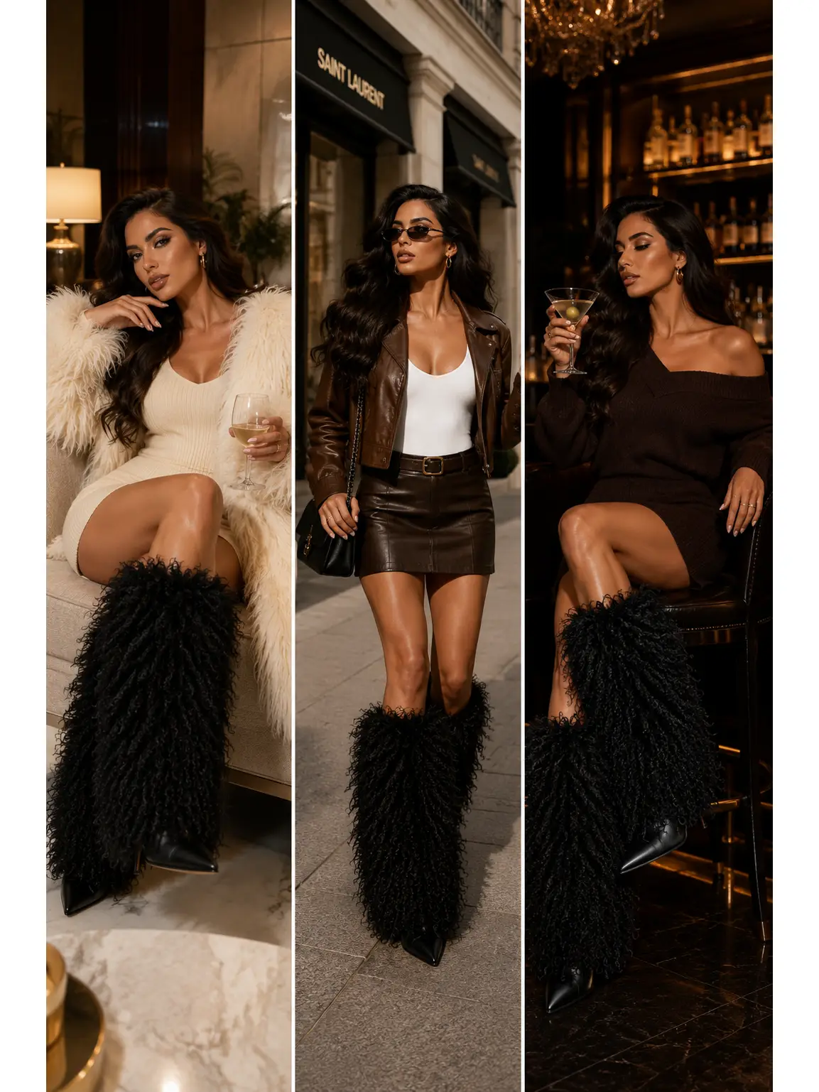 Black Fur Heels