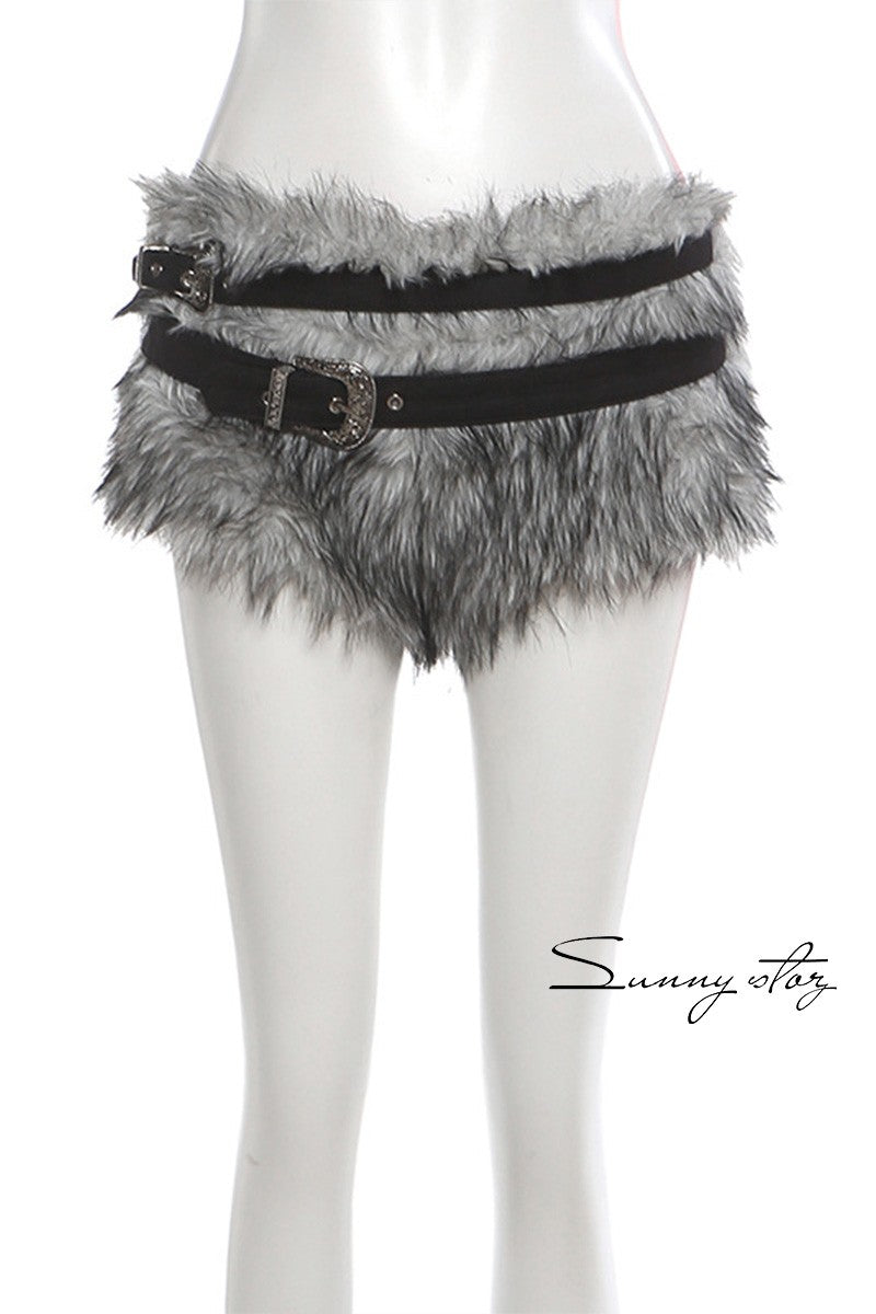 Faux Fur Y2k Shorts