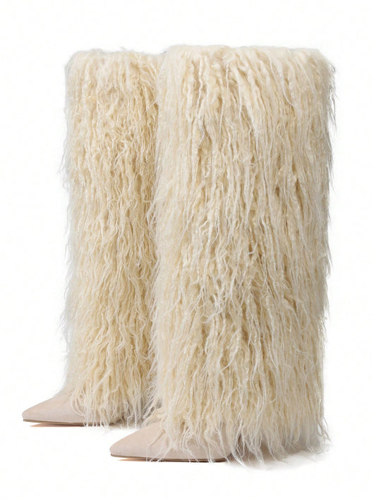 Off White Fur Heels