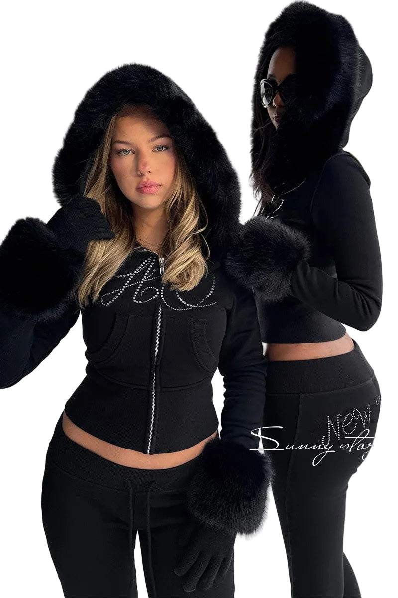 NY Fur Hoodie Set