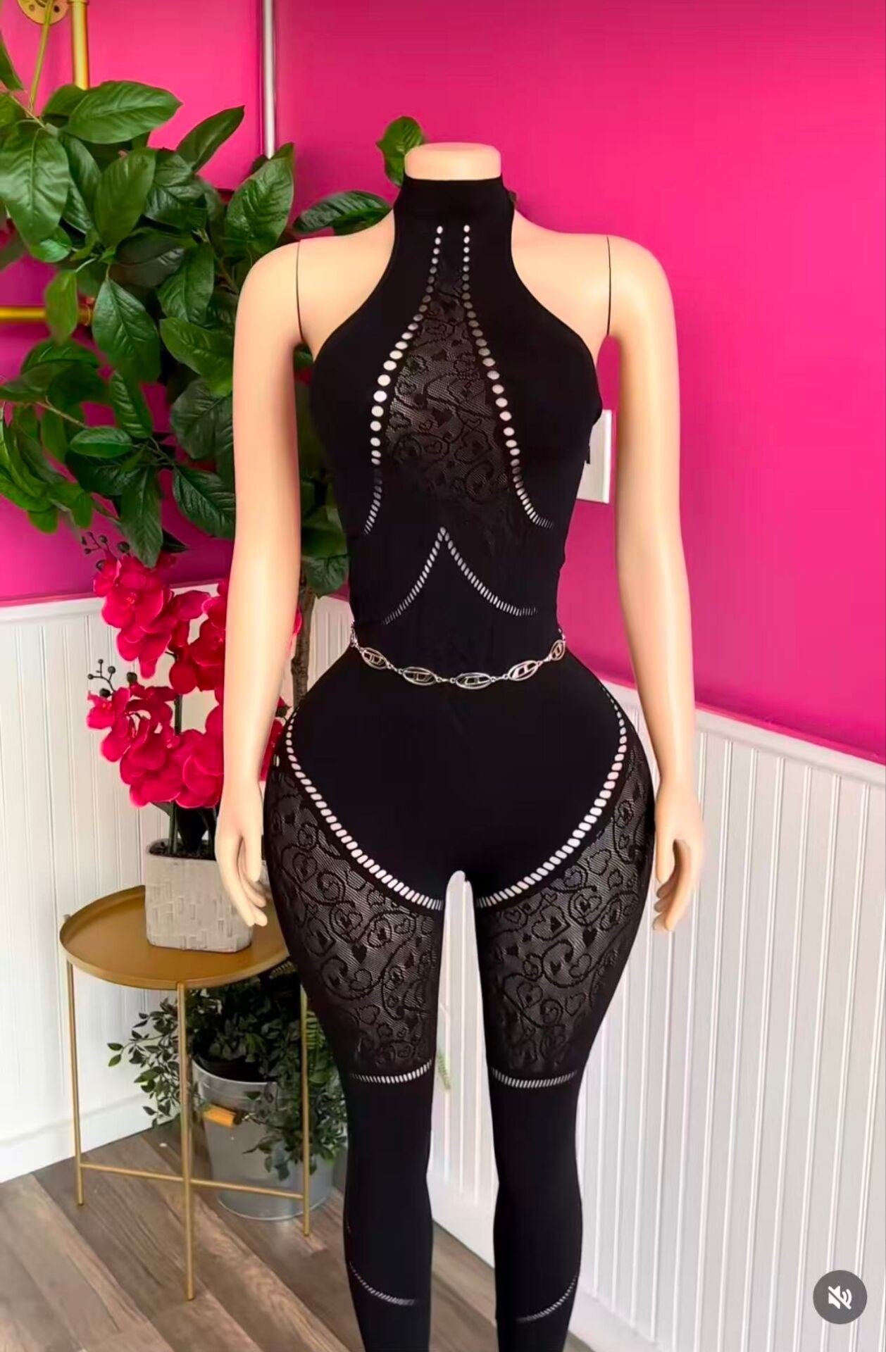 Mesh Keyholes Bodycon Jumpsuit