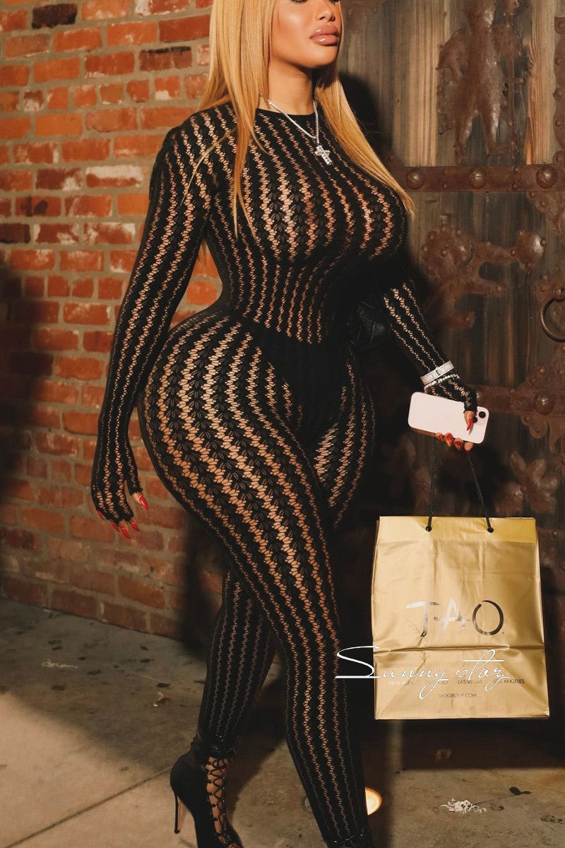 Sheer Lace Bodycon Jumpsuit