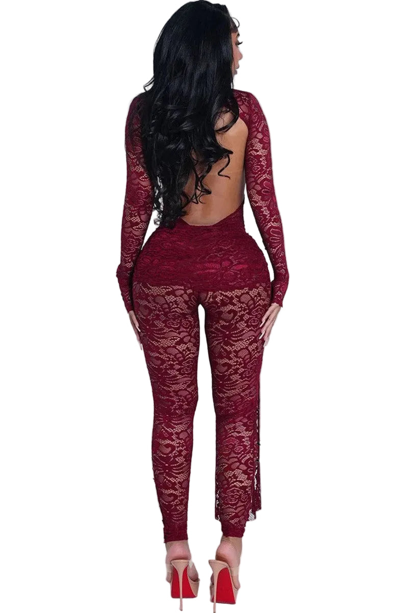 Autumn Lace Bodysuit & Ruched Leggings Set